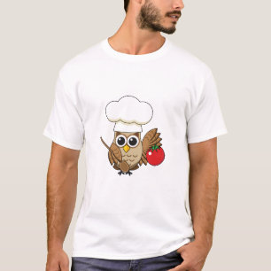 Cute Cooking Owl Cartoon T-Shirt