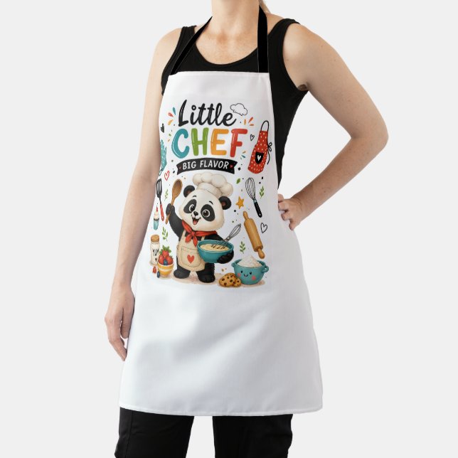 Cute Cooking Panda Chef Cartoon Fun Print Apron (Insitu)