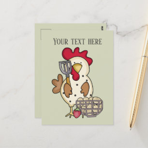 Cute cooking rooster add text  postcard