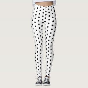 Cute cool Black White polka dots retro pattern Leggings