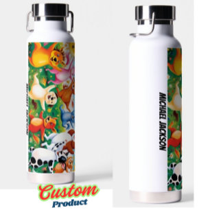 Cute & Cool Cartoon Animal Print   Custom Name Water Bottle