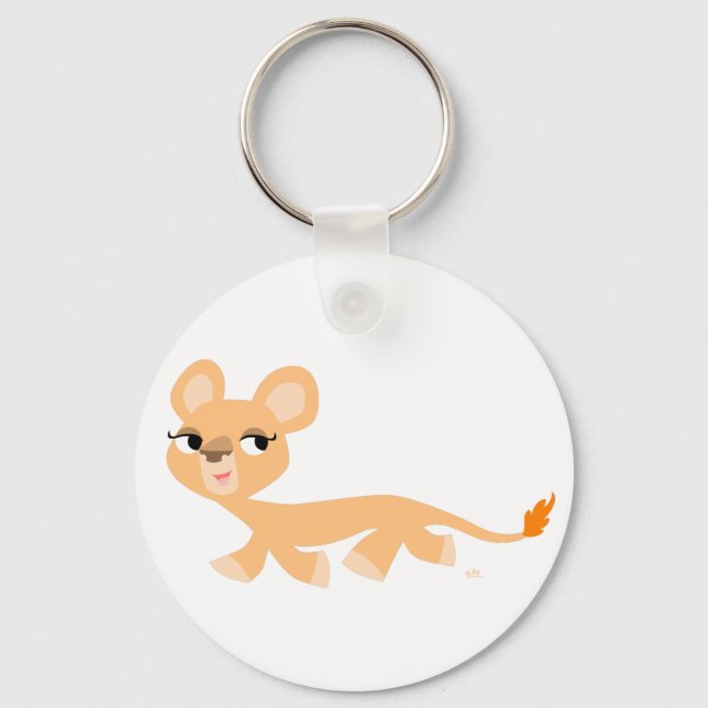 Cute Cool Cartoon Lioness Keychain (Front)