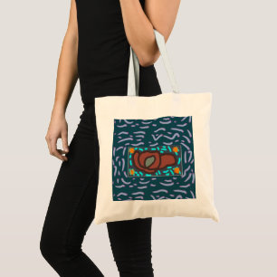 cute cool dark brown grey blue pebble design tote bag