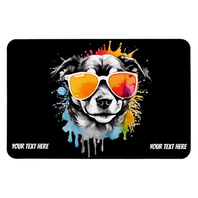 Cute Cool Dog with Sunglasses Magnet (Horizontal)