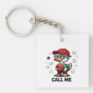 Cute Cool Duck Wearing Sunglasses Funny Cartoon Key Ring