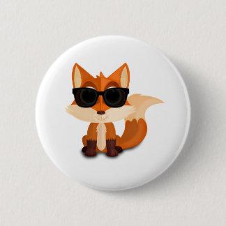 Cute Cool Fox with Sunglasses Minimalist White 6 Cm Round Badge