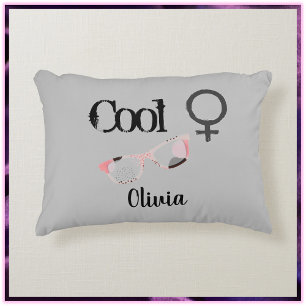 Cute Cool Girl with Sunglasses Decorative Cushion