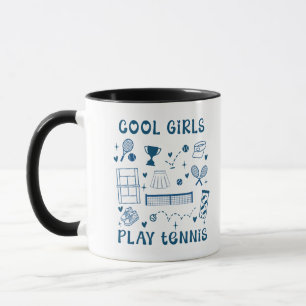 Cute Cool Girls Play Tennis Girly Graphic Coffee  Mug