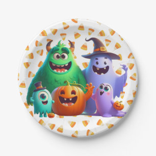 Cute & Cool, Halloween Monsters Paper Plate