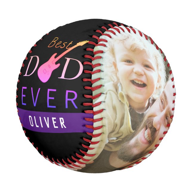 Cute Cool Modern Best Dad Ever Photo Fathers Day Baseball (Angled)