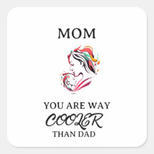 Cute Cool Mum Happy Mother's Day Square Sticker