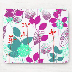 Cute Cool Retro Elegant Aqua Floral Mouse Mat
