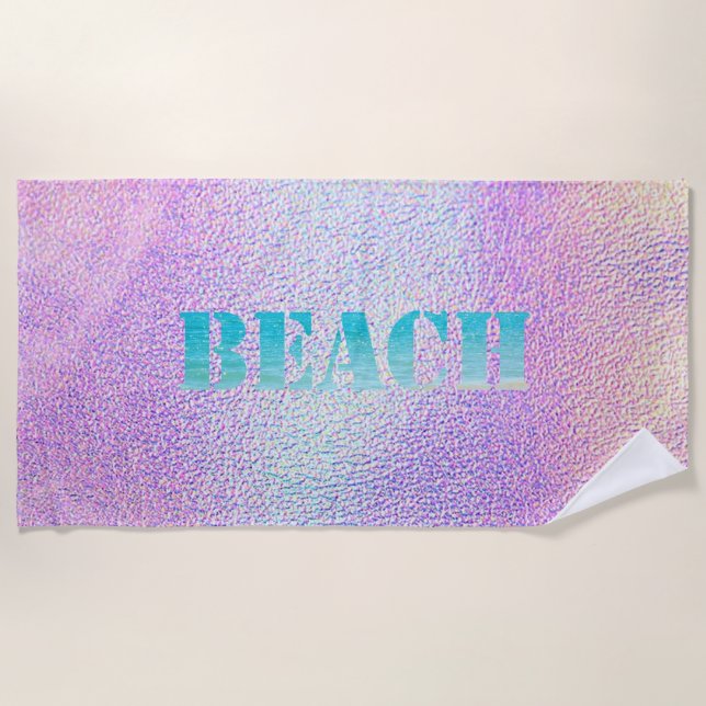Cute  Cool Stylish Beach Holographic Beach Towel (Front)