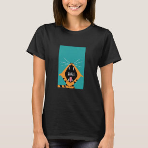 Cute Cool Tiger Bites Green Background T-Shirt