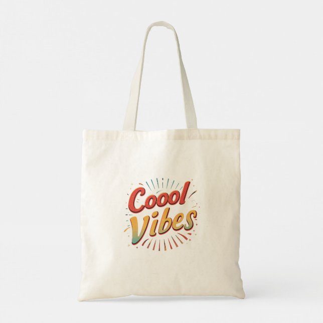 Cute cool vibes design with retro colour palette tote bag (Back)