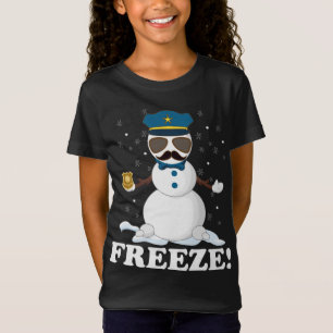 Cute Cop Snowman Freeze Funny Police Christmas Par T-Shirt