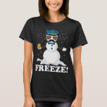 Cute Cop Snowman Freeze Funny Police Christmas Par T-Shirt<br><div class="desc">Cute Cop Snowman Freeze Funny Police Christmas Party Gift</div>