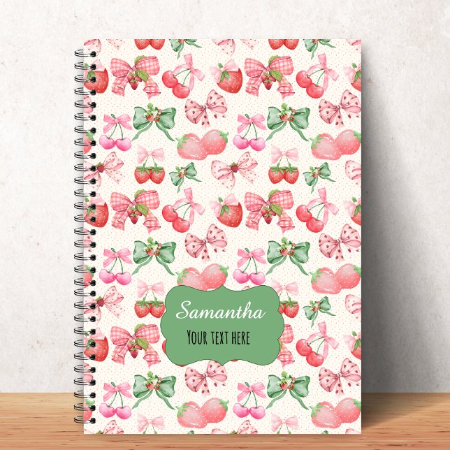 Cute Coquette aesthetic girly strawberry pattern Notebook (Creator Uploaded)