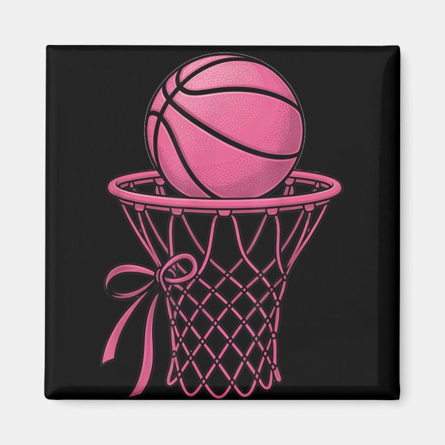 Cute Coquette Basketball Aesthetic Pink Hoop Style Magnet (Front)