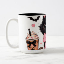 Cute Coquette Black Cat Halloween with Pink Bows