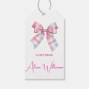 Cute Coquette Blue& pink BowPersonalized Gift From Tags