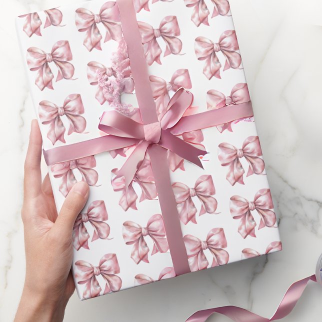 Cute Coquette Blush Pink Bow Pattern Wrapping Paper (Cute Coquette Blush Pink Bow Pattern Wrapping Paper)