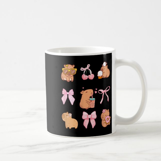 Cute Coquette Bow Capybara Pajamas Pjs Clothes Gir Coffee Mug (Right)