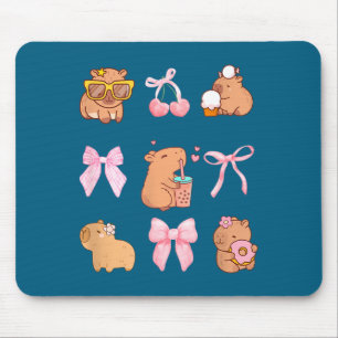 Cute Coquette Bow Capybara Pajamas Pjs Clothes Gir Mouse Mat