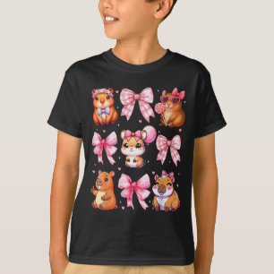 Cute Coquette Bow Capybara Pajamas Pjs Clothes Gir T-Shirt