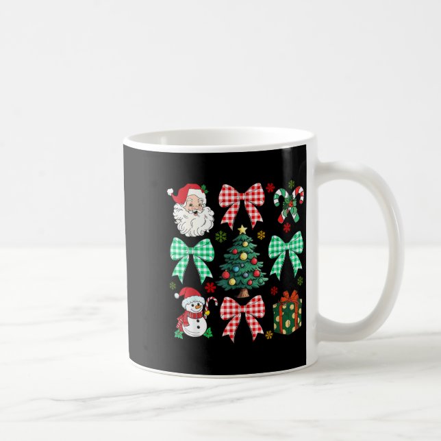 Cute Coquette Bow Christmas Tree Santa Gingerbread Coffee Mug (Right)