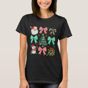 Cute Coquette Bow Christmas Tree Santa Gingerbread T-Shirt
