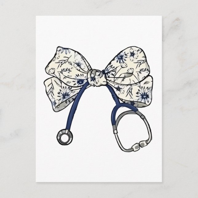 Cute Coquette Bow Coquette Bow Nurse Nursing Announcement Postcard (Front)