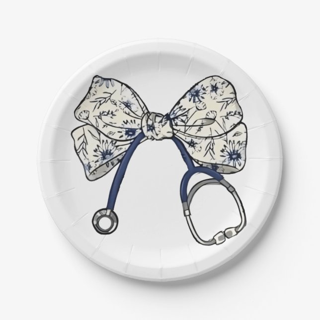 Cute Coquette Bow Coquette Bow Nurse Nursing Paper Plate (Front)