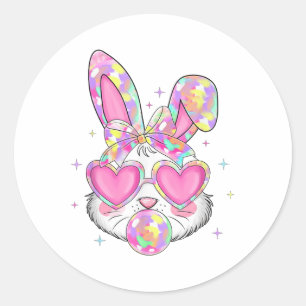 Cute Coquette Bow Easter Day Rabbit Bunny Ears Gir Classic Round Sticker