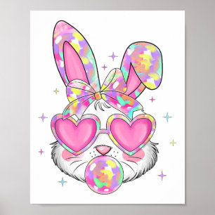 Cute Coquette Bow Easter Day Rabbit Bunny Ears Gir Poster