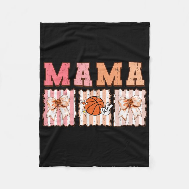 Cute Coquette Bow Game Day Basketball Mama For Mum Fleece Blanket (Front)