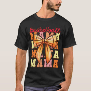 Cute Coquette Bow Game Day Sketll Mama For Mom Gir T-Shirt