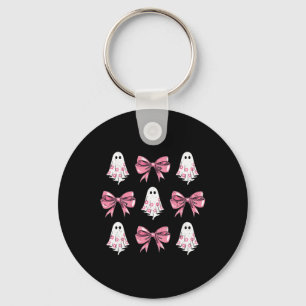 Cute Coquette Bow Halloween Costume Floral Ghost B Key Ring