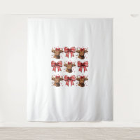 Cute Coquette Bow Heart Highland Cow Western Valen