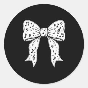 Cute coquette bow music notes music teacher classic round sticker