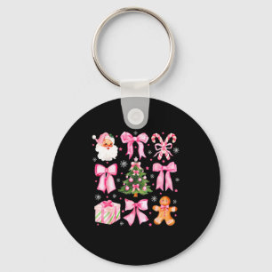 Cute Coquette Bow Nk Christmas Tree Santa Gingerbr Key Ring