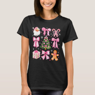 Cute Coquette Bow Nk Christmas Tree Santa Gingerbr T-Shirt
