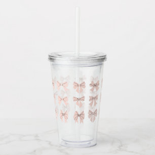 Cute Coquette Bow Pattern Blush Pink Acrylic Tumbler