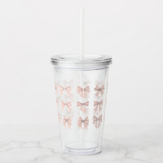Cute Coquette Bow Pattern Blush Pink Acrylic Tumbler