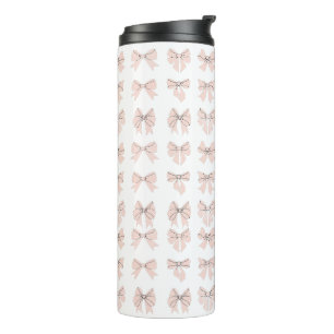 Cute Coquette Bow Pattern Blush Pink Thermal Tumbler