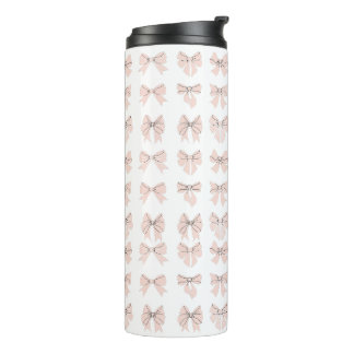 Cute Coquette Bow Pattern Blush Pink Thermal Tumbler