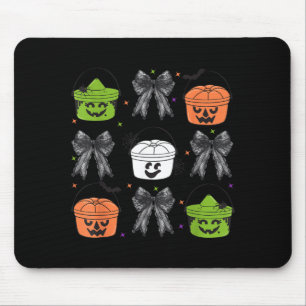 Cute Coquette Bow Pumpkin Boo Scary Halloween Mouse Mat