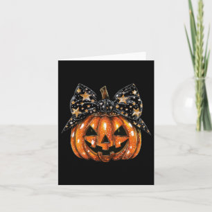 Cute Coquette Bow Pumpkin Halloween Women Spooky S Card