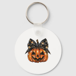 Cute Coquette Bow Pumpkin Halloween Women Spooky S Key Ring
