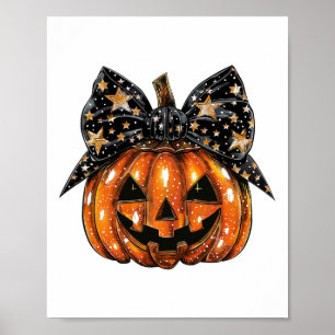 Cute Coquette Bow Pumpkin Halloween Women Spooky S Poster